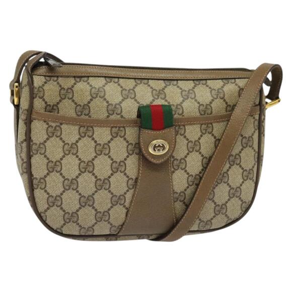 GUCCI GG Supreme Web Sherry Line Bag Pvc Beige Gold 89 02 032 - Picture 1 of 16
